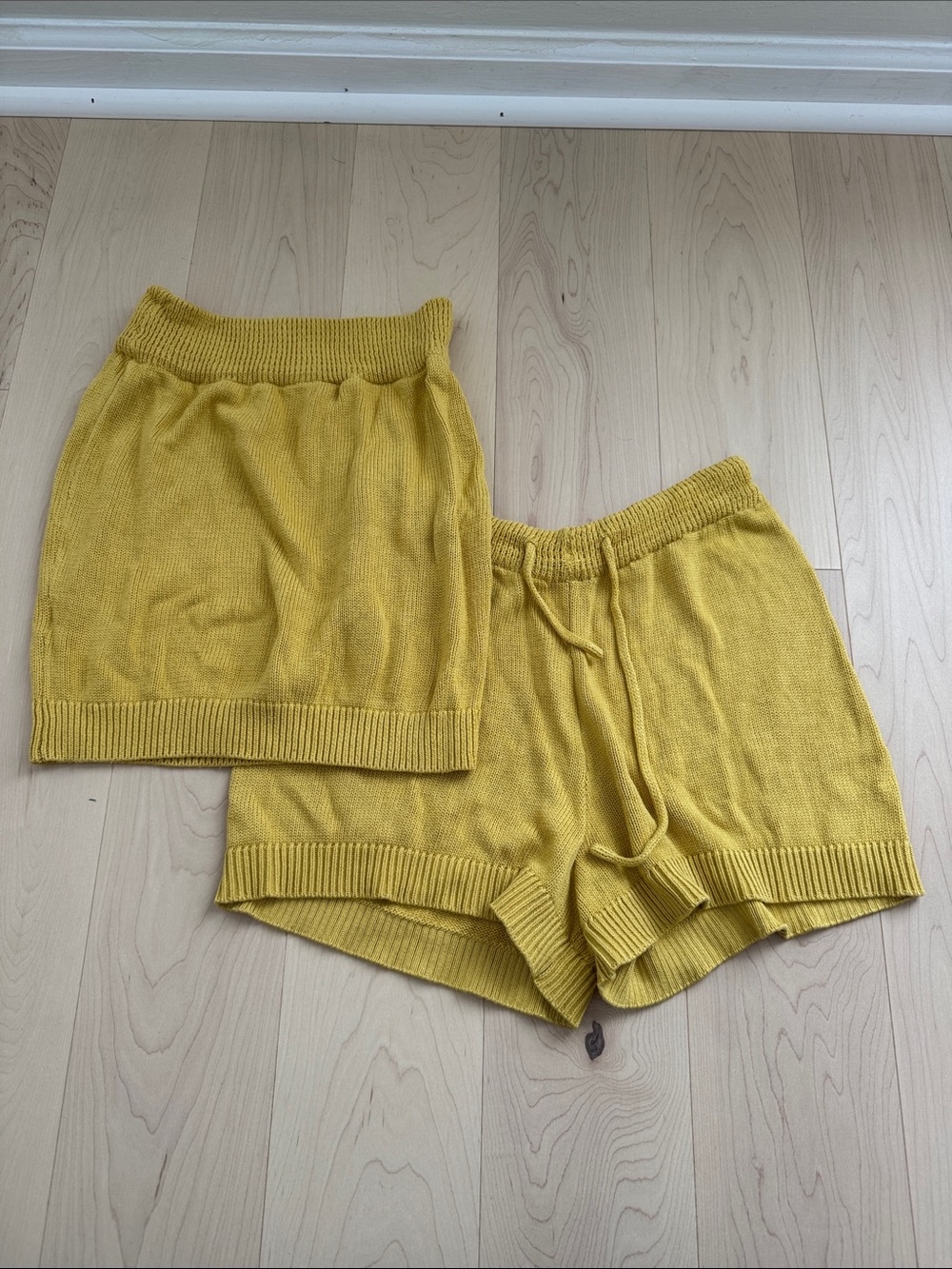 Mustard Yellow Knit Shorts & Tube Top Set